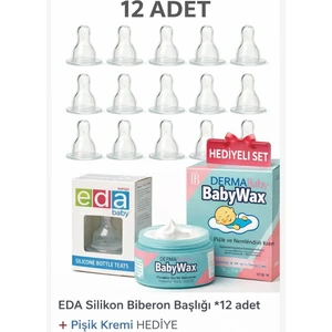 Eda Bebe Eda Silikon Biberon Basligi 12 Adet + Pişik Kremi Hedıye