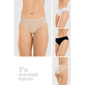 Kadın Pamuklu Basic Slip Külot 3lü Paket 8500 Renkli