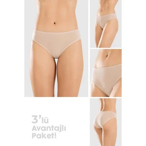 Kadın Pamuklu Basic Slip Külot 3lü Paket 8500 Ten Rengi