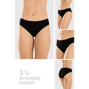 Kadın Pamuklu Basic Slip Külot 3lü Paket 8500 Siyah
