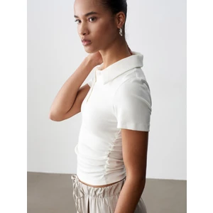 32614 Polo Yaka Top-Ekru
