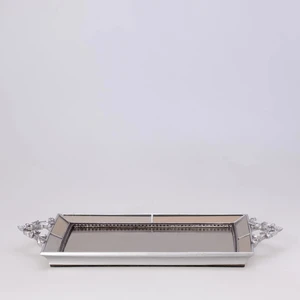 Kehribar Aynalı Tepsi Gümüş