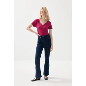Denim Flare Kot Pantolon - Lacivert