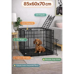 Katlanabilir Metal Hayvan Kafesi 85X60X70