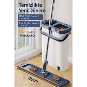 Dört Yönlü Sıkmalı Temizlik Mop Seti