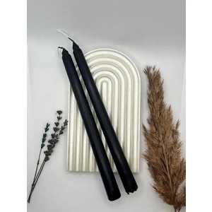 Verda Desing Dekoratif Pastel Mat Siyah Şamdan Mumu 2 Li Set