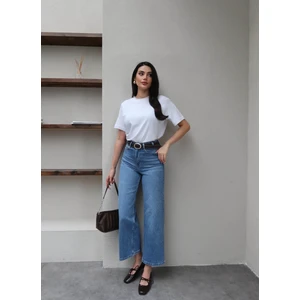Esra Helvacı Kemerli Geniş Paça Jean