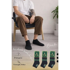 Kral Socks 3 Çift Erkek Bambu Dikişsiz Patik Çorap