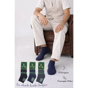 Kral Socks 3 Çift Erkek Bambu Dikişsiz Patik Çorap