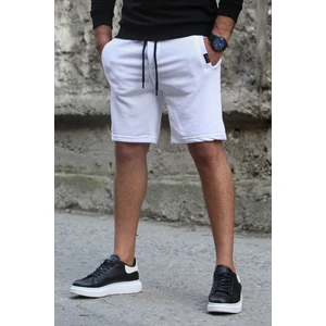 Beyaz Regular Fit Şort 4842 %85 Pamuk %15 Polyester Desenli Rahat Kesim