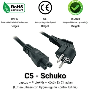 C5 - Schuko Güç Kablosu 3 x 1mm 2 Metre