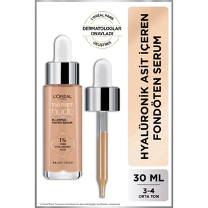 L'Oréal Paris ''True'' Match Nude Serum Fondöten 30 ml 3-4 Light Medium Parlak ve Dolgun Görünüm