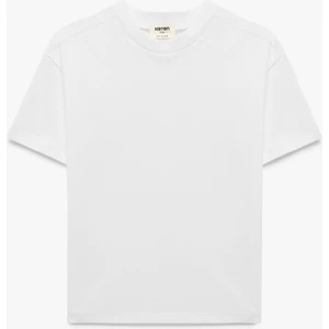 Pamuklu Kısa Kollu Bisiklet Yaka Oversize Basic Tişört