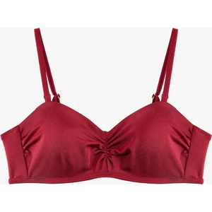 Kalp Yaka Drape Detaylı Straplez Bikini Üstü
