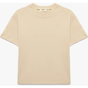 Pamuklu Kısa Kollu Bisiklet Yaka Oversize Basic Tişört