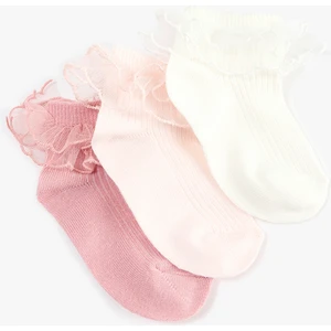 Tül Dantel Detaylı 3'lü Çorap