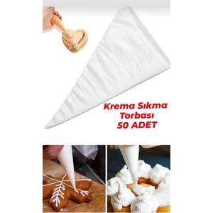 50 Adet Krema Torbası, Tek Kullanımlık, Profesyonel Sıkma Torbası