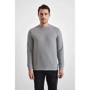 Gri Regular Düz Bisiklet Yaka Sweatshirt