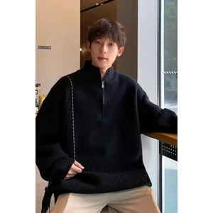 Tarz Cool Erkek Oversize Fermuarlı Balıkçı Triko Kazak