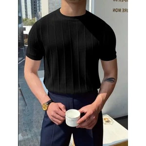 Tarz Cool Erkek Yuvarlak Yaka Örme T-Shirt