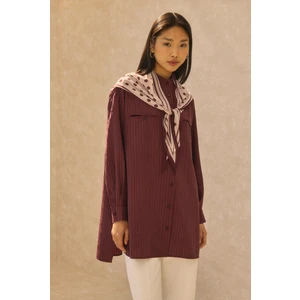 Fleto Cep Detaylı Gömlek Bordo