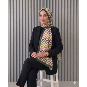 Akel Zigzag Desenli Pamuklu Şal 150X90