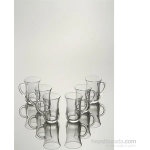 Kulplu Çay Bardağı 6'lı Set Şeffaf Cam Desensiz 145 ml Hacim