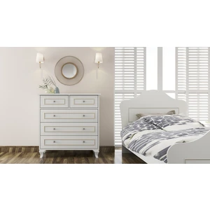 Mobilya Gold Country Şifonyer Beyaz Renk 5 Çekmeceli 90 cm Genişlik 86 cm Yükseklik