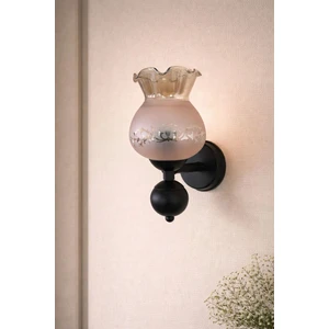 Ömür Avize Sultan Camlı Tek Toplu Siyah Kasa Duvar Aplik