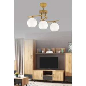 Ömür Avize Hestia Modern 3lü Eskitme Gold Beyaz Camlı Avize