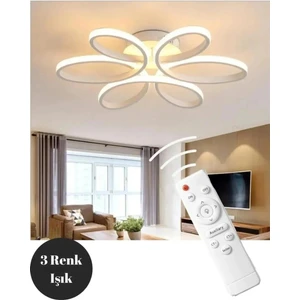 Ömür Avize Modern Stella Beyaz Kasa Ledli Plofonyer Avize 60 cm Çap