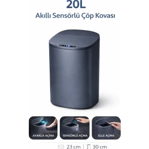 Akıllı Sensörlü Çöp Kovası 20L Otomatik Kapak Temassız