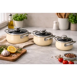 Net Çelik 6 Parça Emaye Tencere Seti ( 14,16,18 cm )