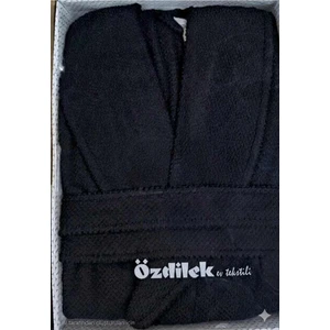 Colored(Avm) Siyah Şalyaka Bornoz (Xxl)