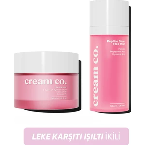 Cream Co. Leke Karşıtı Canlandırıcı Aydınlatıcı Işıltılı Yüz Spreyi Su Bazlı Nemlendirici Yüz Kremi İkili