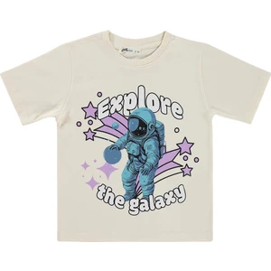 Civil Boys Explore Astronot Basklı 2-5 Yaş Tişört - Ekru