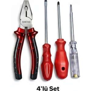 Pense-Düz Tornavida-Yıldız Tornavida-Kontrol Kalemi 4lü Set