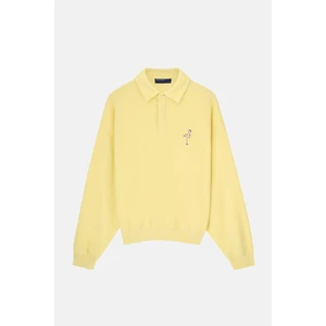 Reflect Studio Flamingo Supersoft Oversize Polo Yaka Sweatshirt - Sarı