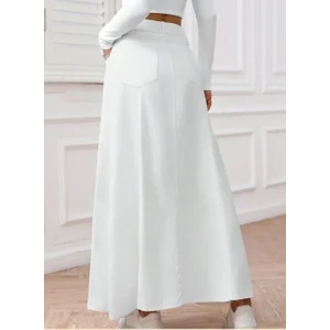 Paraçlı Uzun Denim Etek