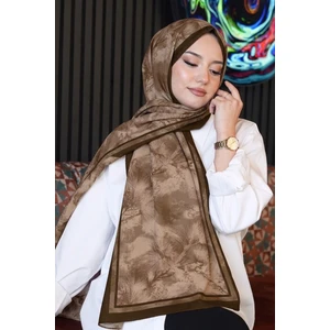 Soft Bitki Desen Bronz Kahve Soft Pamuk Şal