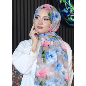 Çiçek Desen Mint Soft Pamuk Şal