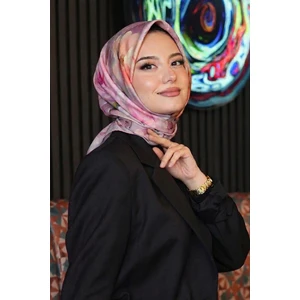 Gül Desen Pembe Soft Pamuk Eşarp