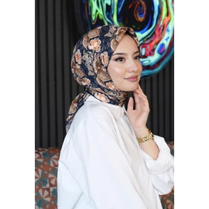 Şakayık Desen Taba Soft Pamuk Eşarp