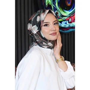 Lale Desen Antrasit Soft Pamuk Eşarp
