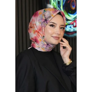 Orkide Desen Pudra Soft Pamuk Eşarp