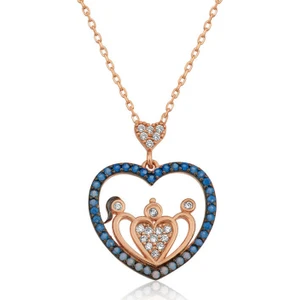 Inure Jewelry ​Gümüş Kalpli Aile Bayan Kolye