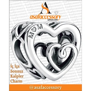 Asaf Accessory Iç Içe Sonsuz Kalpler Charm