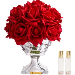 Kırmızı 19 Iri Gül Kristal Cam