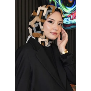 Fırça Desen Bej Soft Pamuk Eşarp