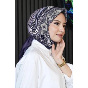 Şahmeran Desen Lila Soft Pamuk Eşarp